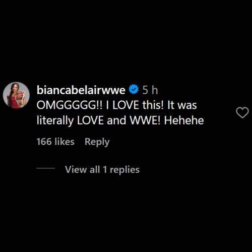 Bianca Belair's comment. [Photo Credits: Big E's Instagram post]