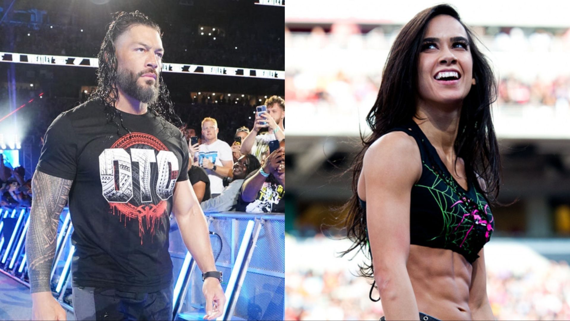 Roman Reigns and AJ Lee (Photo credit: WWE.com)