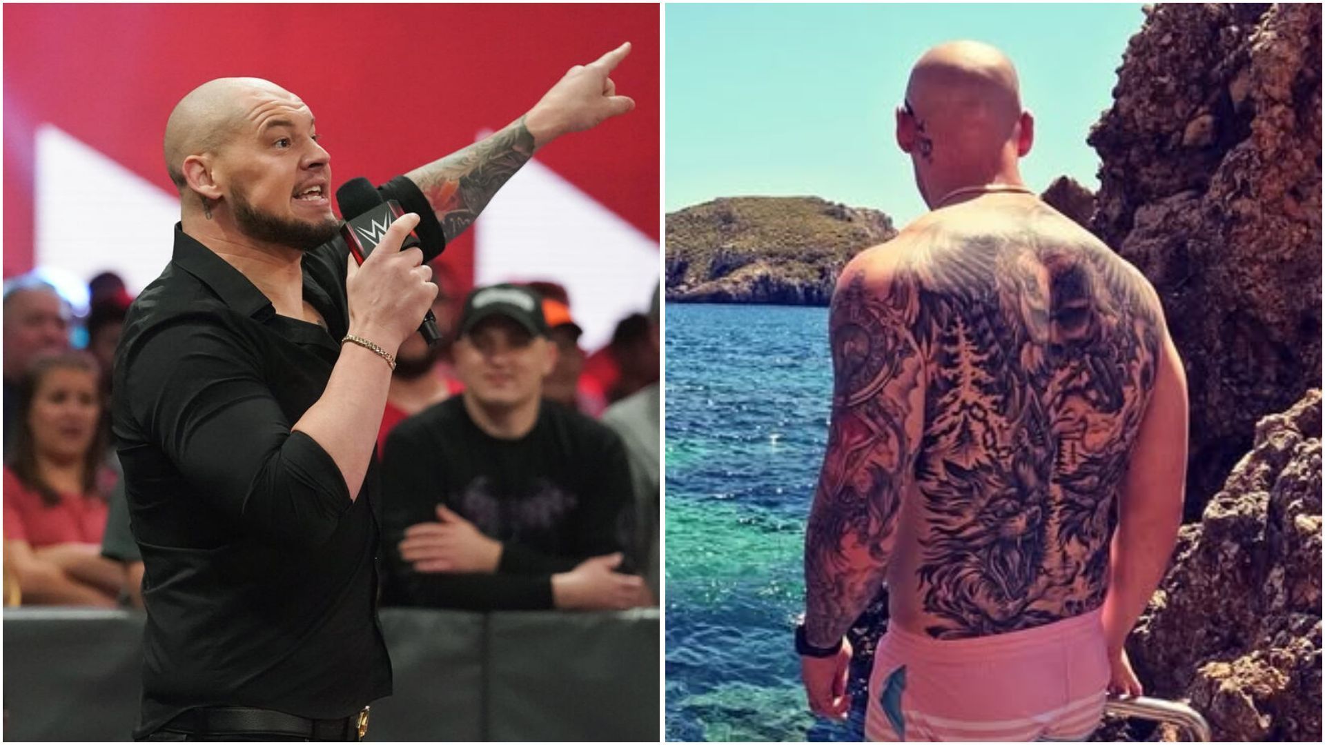 Tom Pestock is famously known as Baron Corbin. (Photos: WWE.com and @tompestock on IG)