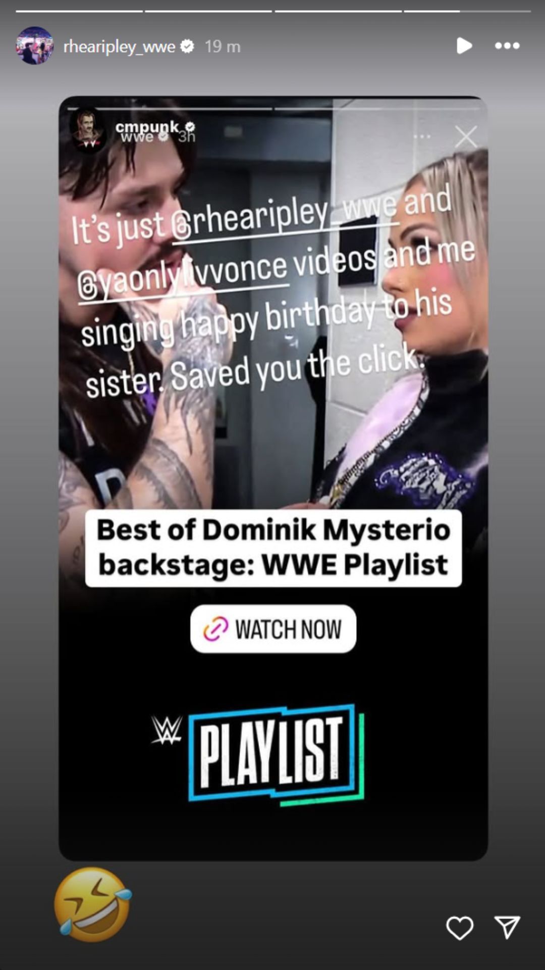 Rhea reacts to CM Punk&#039;s remarks [Photo Credits: Screenshot of Ripley&#039;s Instagram story]