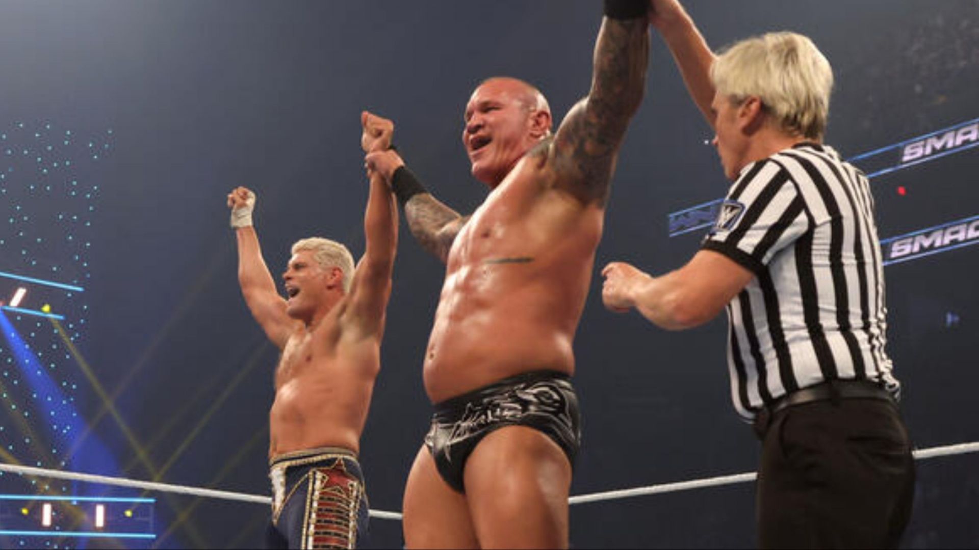 Randy Orton and Cody Rhodes celebrate on SmackDown (Photo credit: WWE.com)