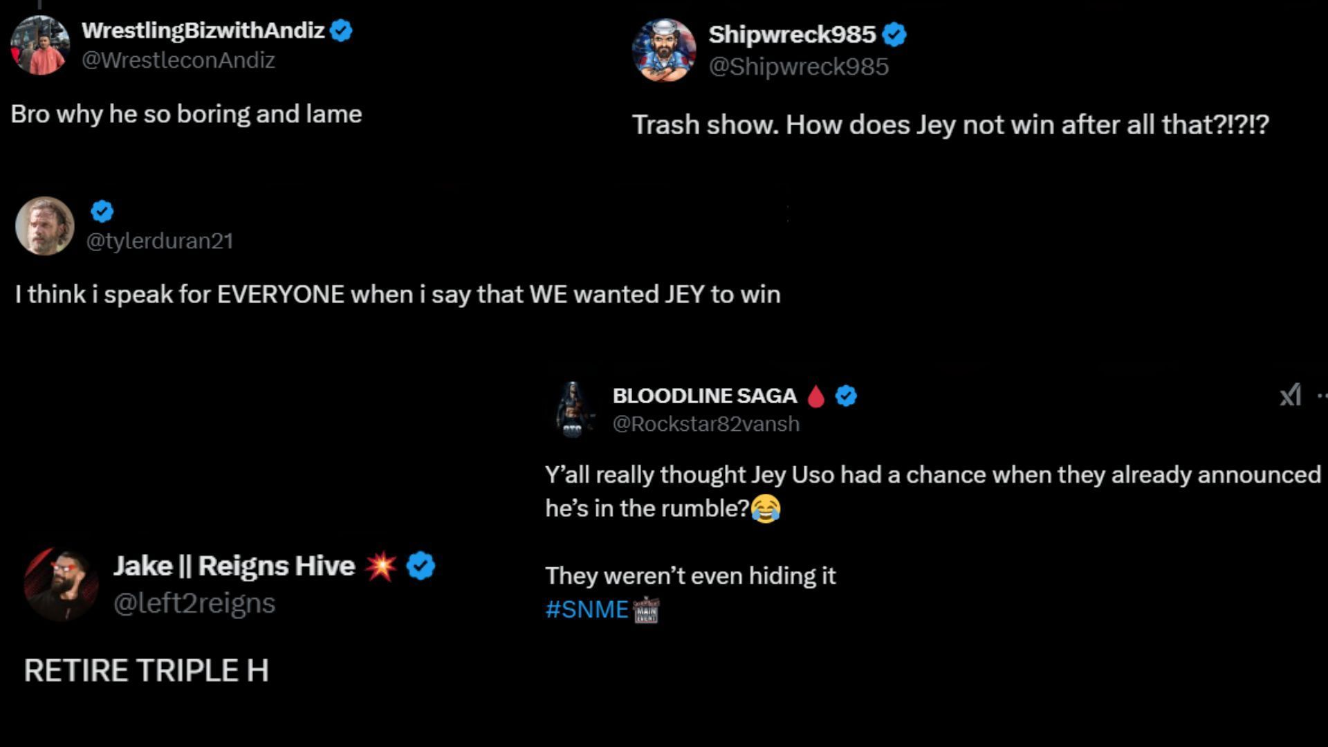 Screenshot of fans&#039; reactions [Image credit: WrestleOps&#039; X/Twitter handle]