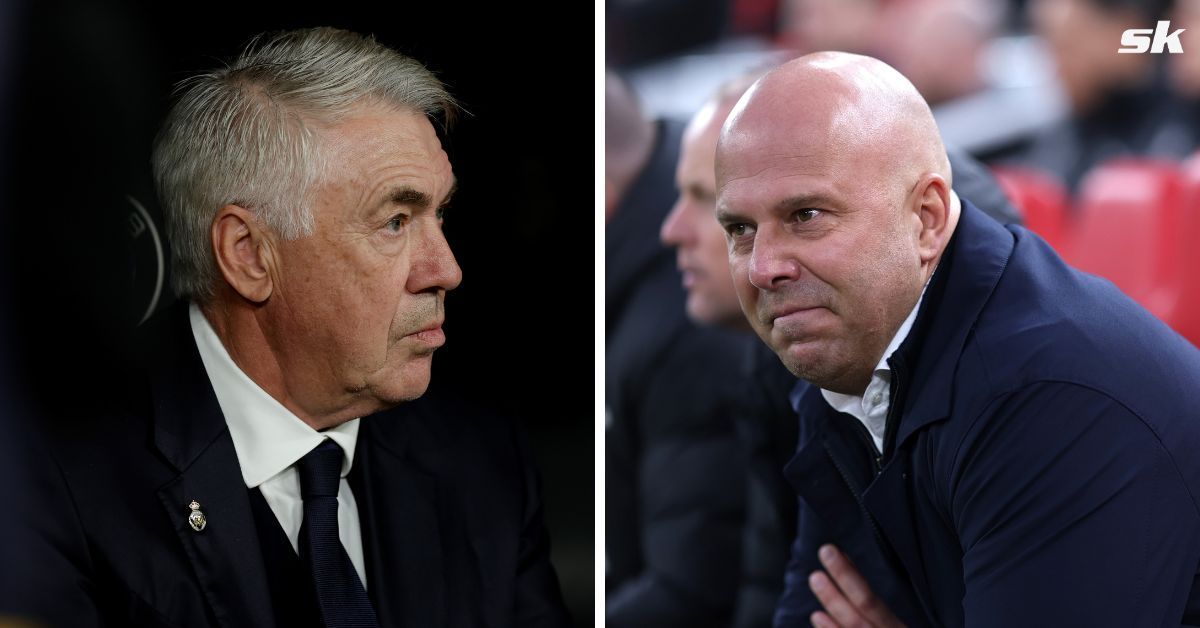 Real Madrid boss Carlo Ancelotti and Liverpool boss Arne Slot