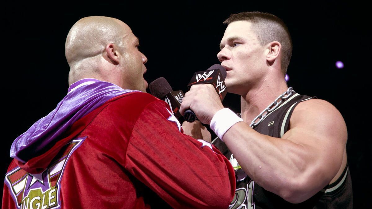 Kurt Angle and John Cena. (Photos: WWE.com)