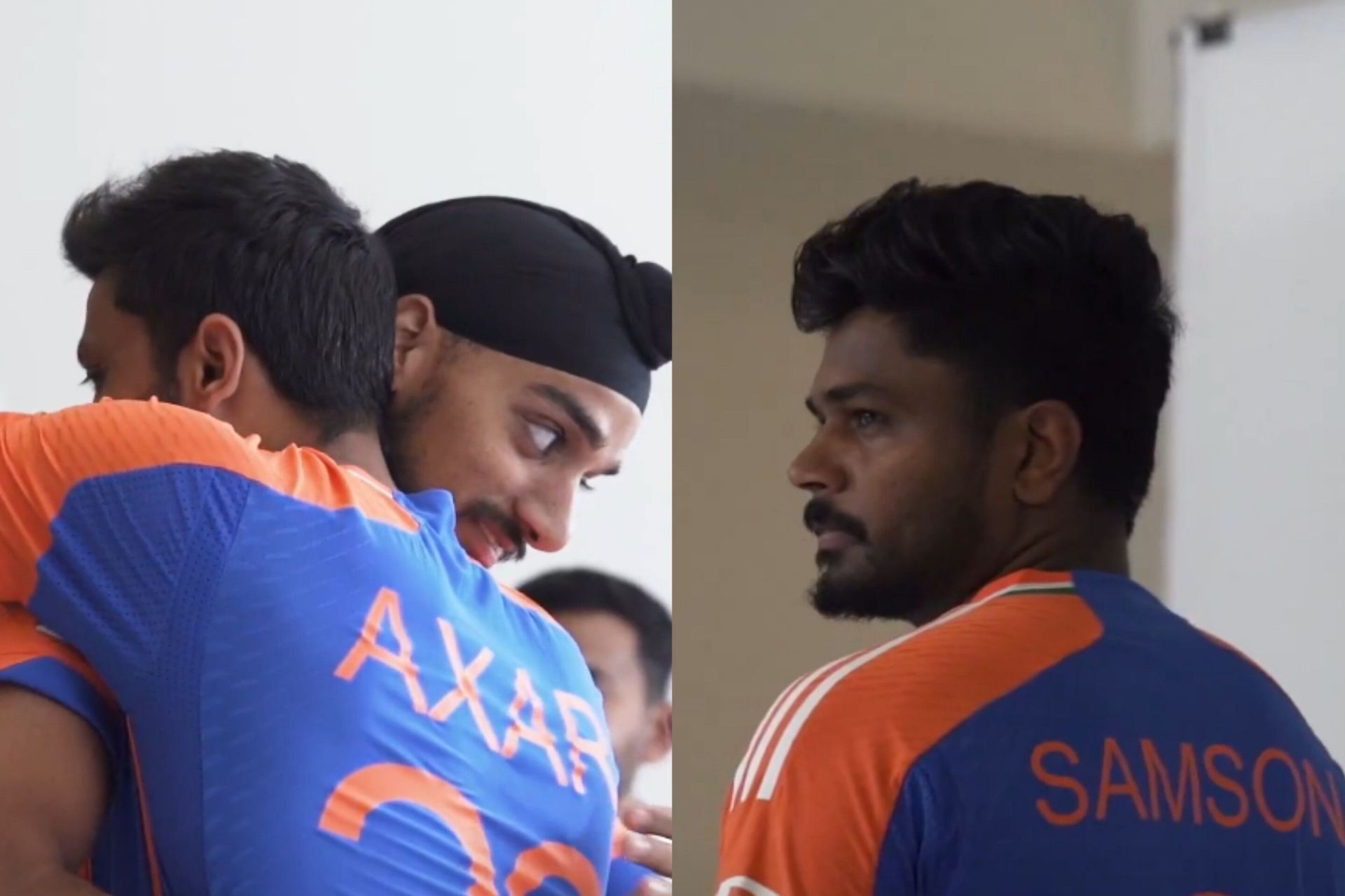 Axar Patel and Arshdeep Singh (L) and Sanju Samson (R) (Image via X-@BCCI)