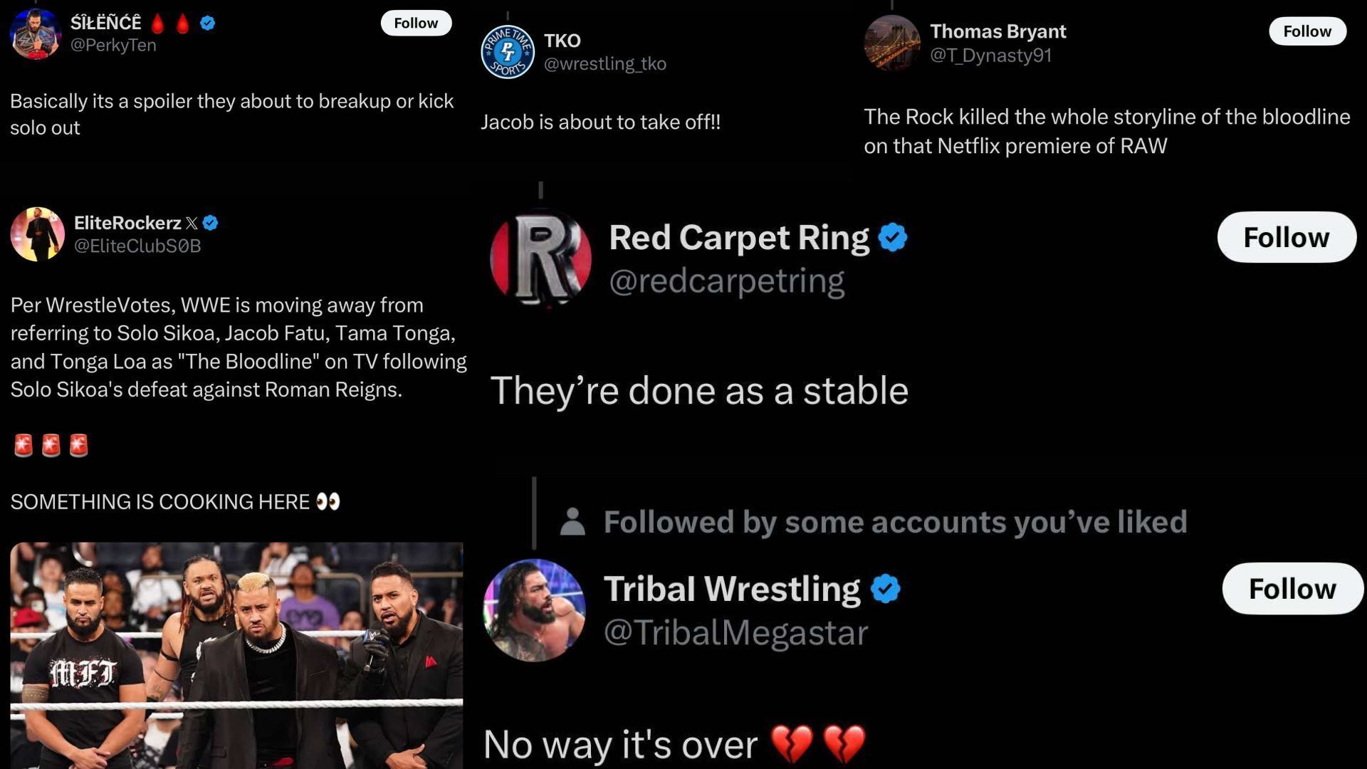 Fans react after reports of WWE&#039;s latest plans regarding The Bloodline surface [Image Credits: screenshot of fan comments on X]