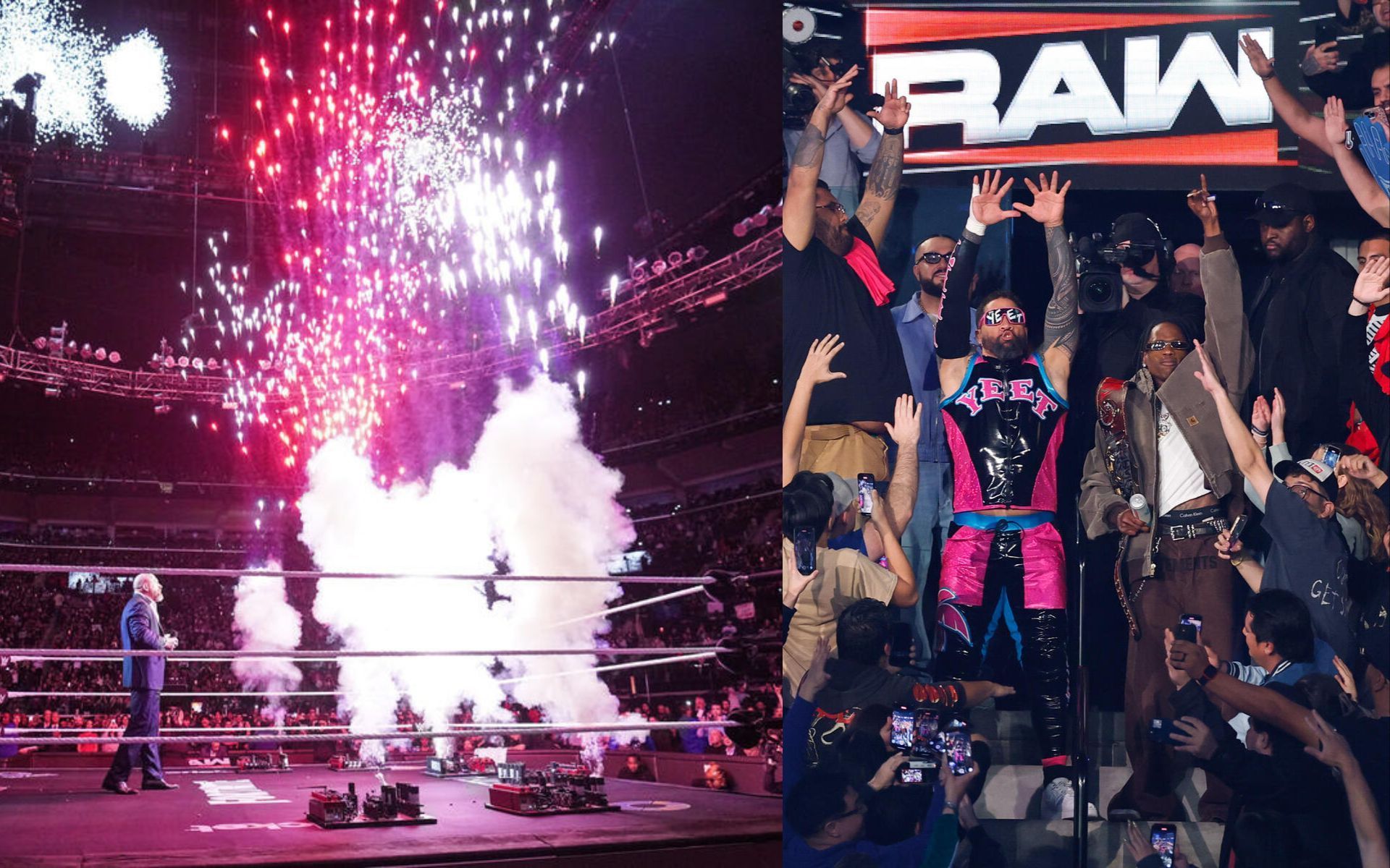 Travis Scott &quot;lit&quot; the crowd up during his entrance with Main Event Jey Uso!