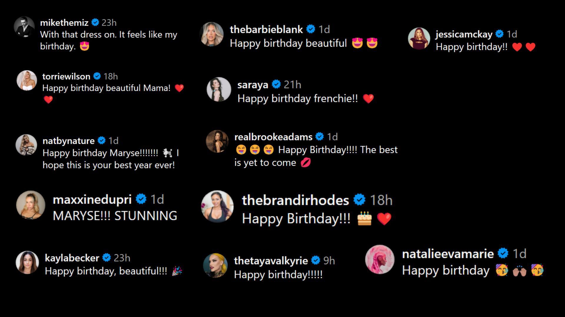 Birthday wishes for Maryse! [Image credit: Maryse&#039;s Instagram account]