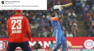 "India's MVP in T20s" - Fans erupt as Hardik Pandya hits 53 off 30 balls in IND vs ENG 2025 4th T20I