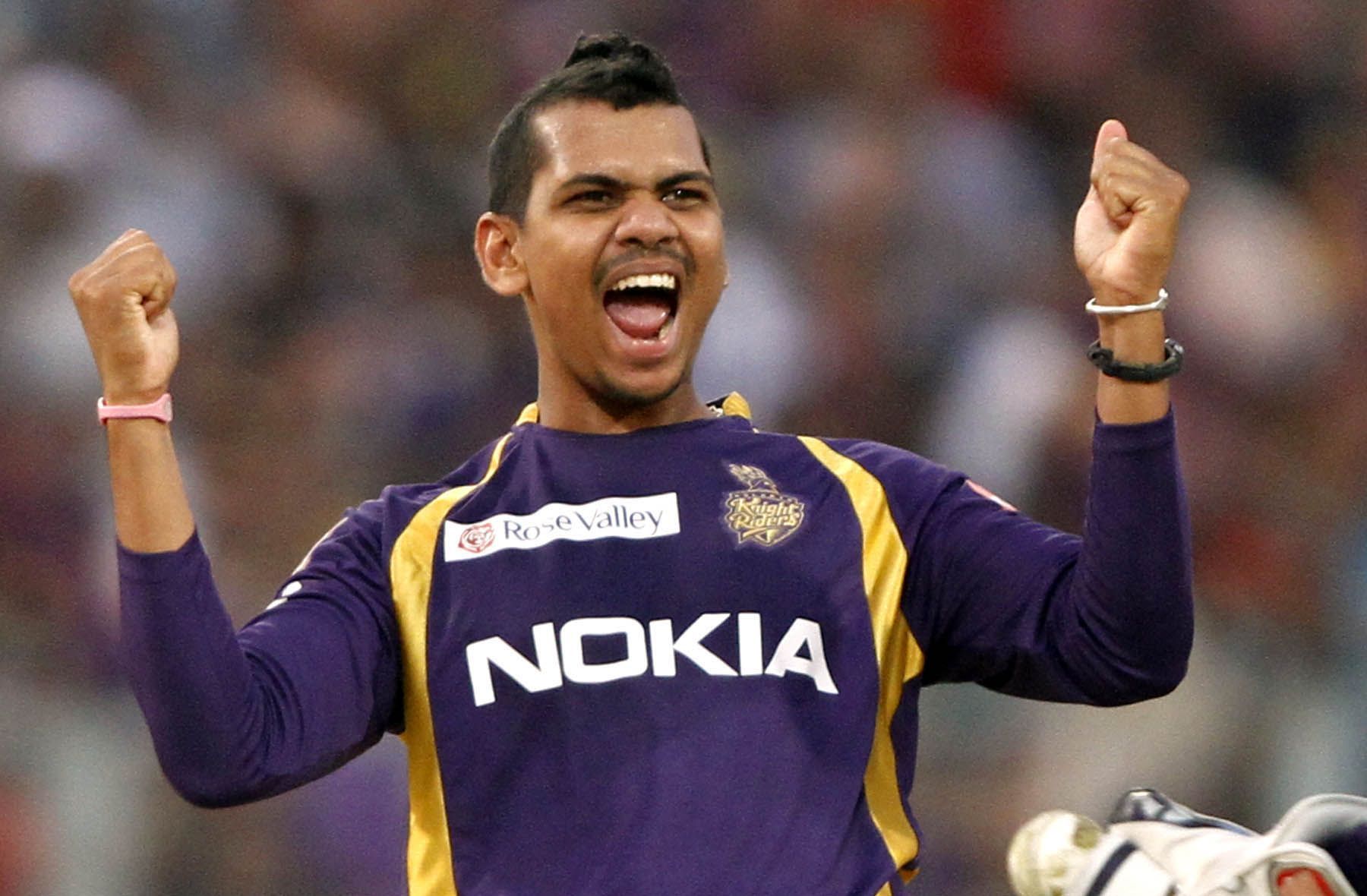 Sunil Narine celebrates picking a wicket for KKR in 2012. Source: Getty