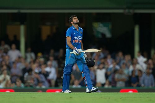 Manish Pandey of India celebrates after making the winning runs. (Image Source: Getty Images)