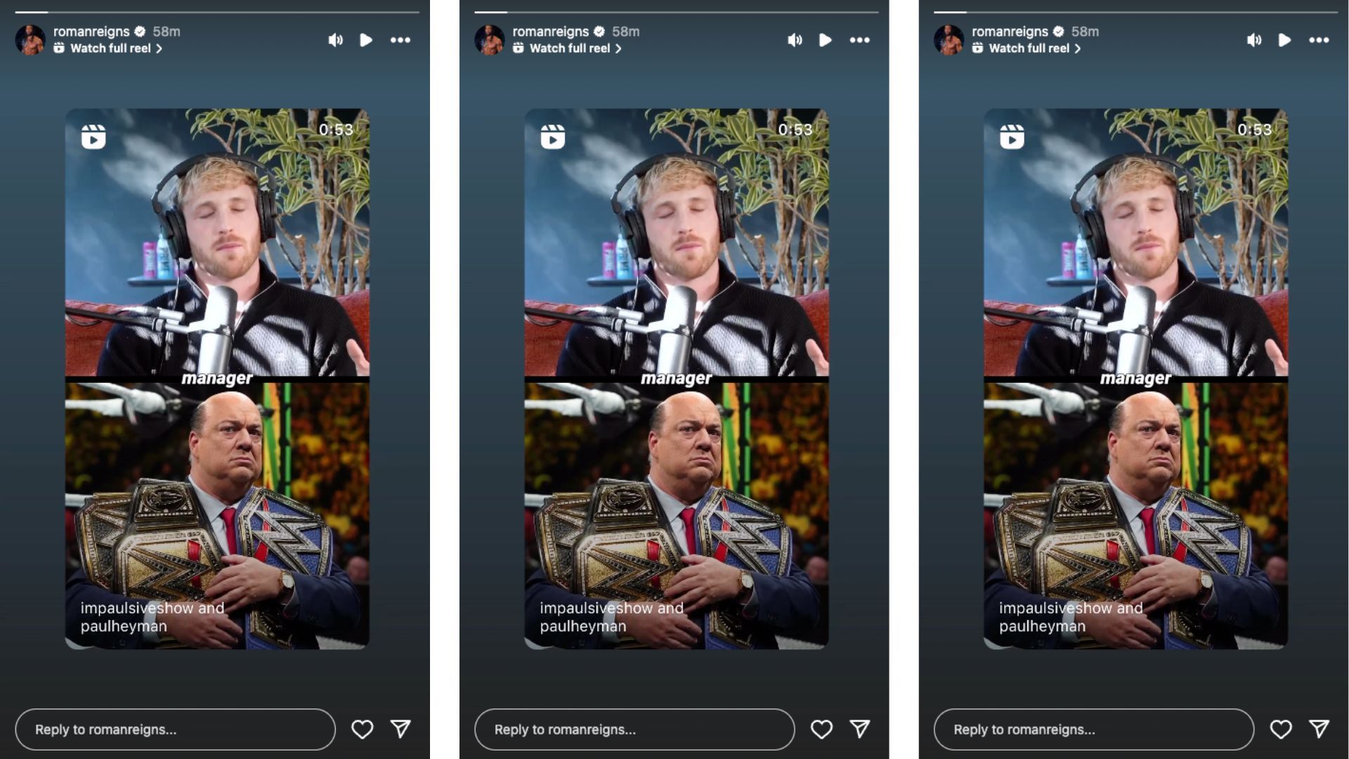 Roman Reigns shares news about Paul Heyman&#039;s appearance on Impaulsive. [Image credit: Screenshot of Reigns&#039; Instagram story]