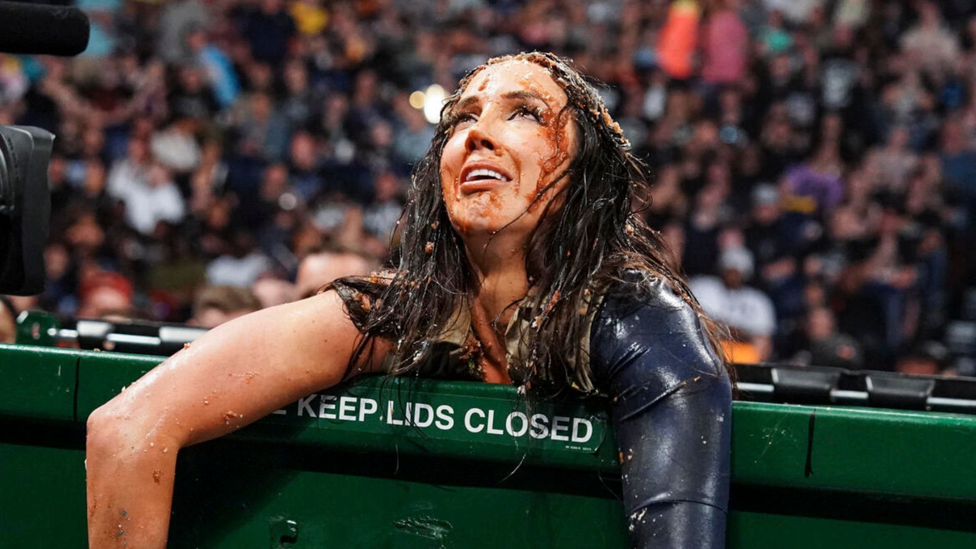 Chelsea Green following a dumpster match on SmackDown! [Image credit: WWE.com]