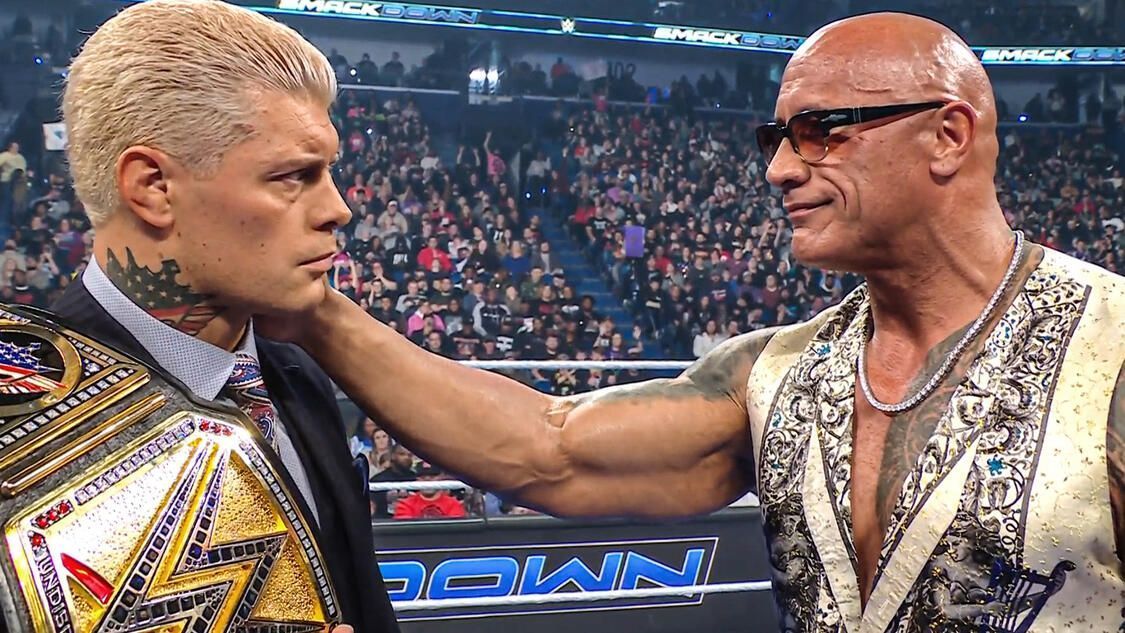 The Rock &amp; Cody Rhodes (Image via WWE.com)