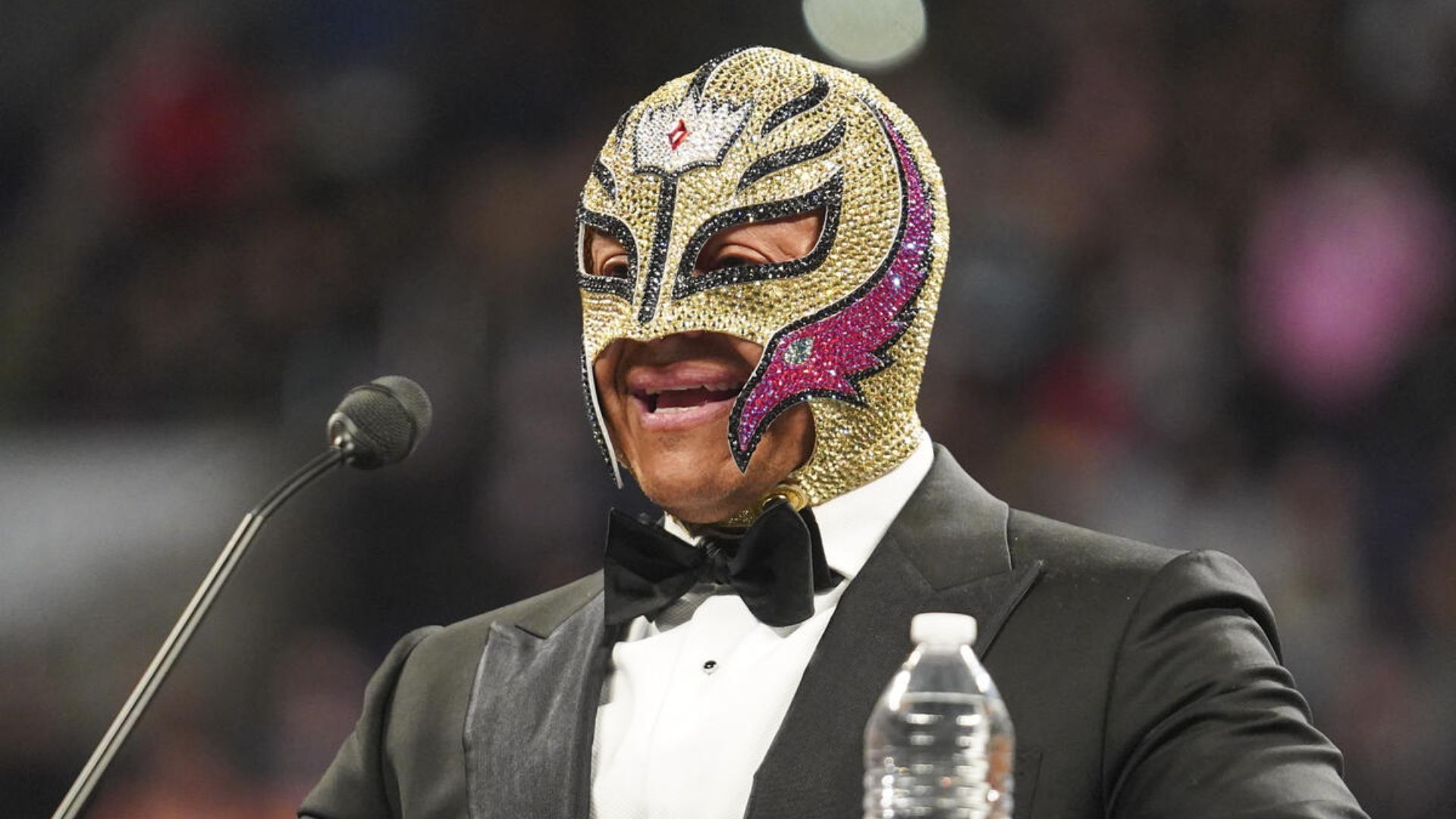 Rey Mysterio at his WWE Hall of Fame induction [WWE/Courtesy]