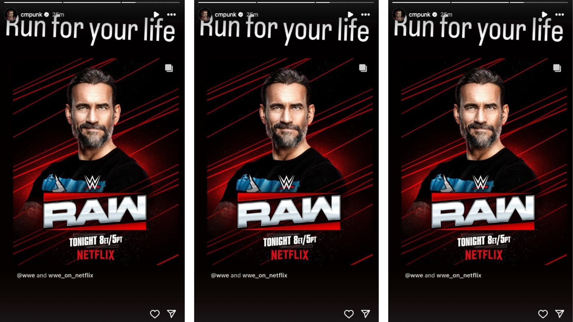 Punk sends a warning ahead of RAW tonight. [Image credit: Screenshot of CM Punk&#039;s Instagram story]