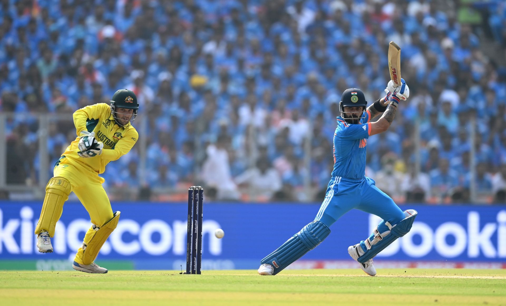 Virat Kohli scored 54 runs off 63 deliveries in the 2023 ODI World Cup final in Ahmedabad. [P/C: Getty]