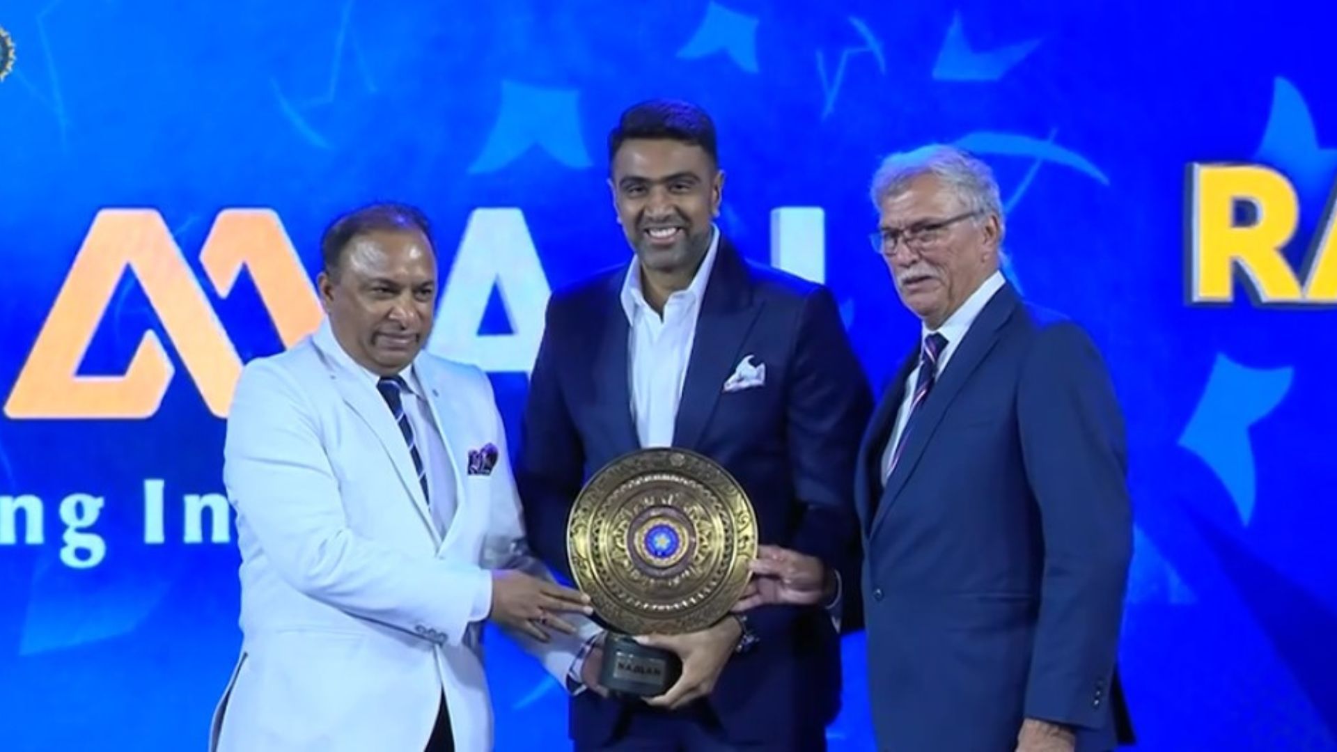 Ravichandran Ashwin received a special award from BCCI on Saturday (Image by BCCI)