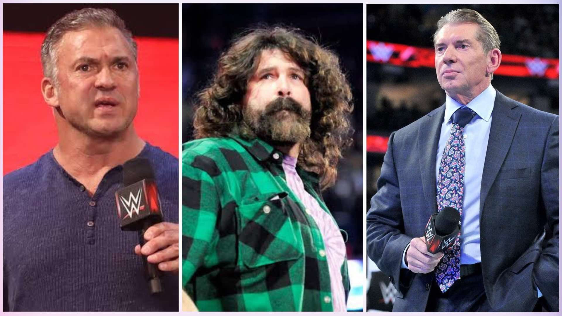 Shane McMahon, Mick Foley, Vince McMahon (left to right) (via WWE.com)