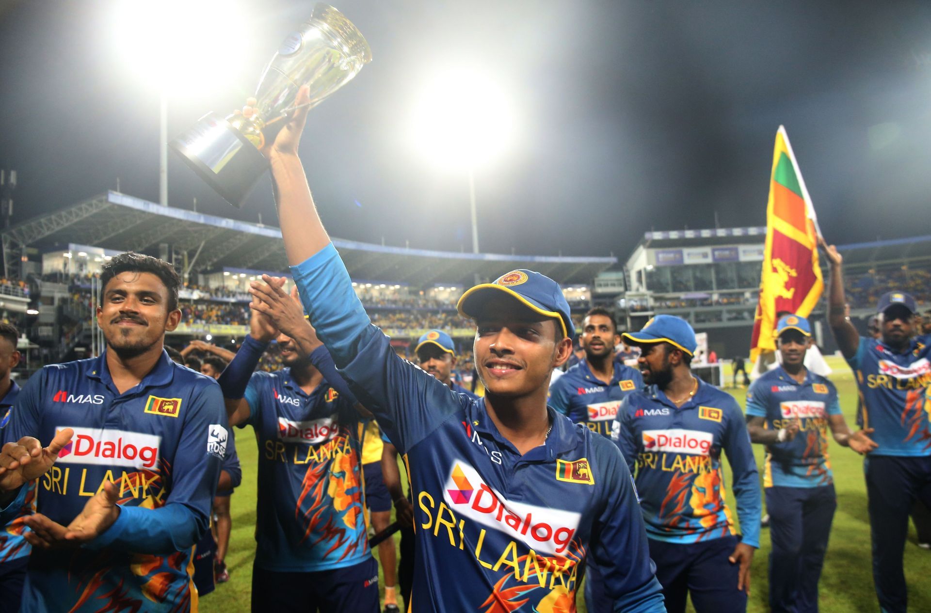 Sri Lanka celebrate their series win over Australia in 2022. (Credits: Getty)