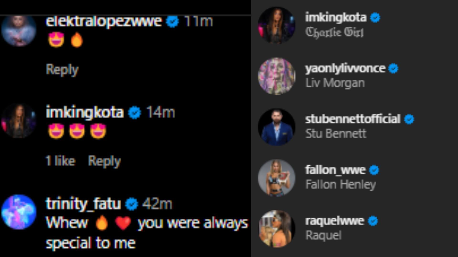 The WWE stars all showed their love for the star (Credit: Isla Dawn&#039;s Instagram)