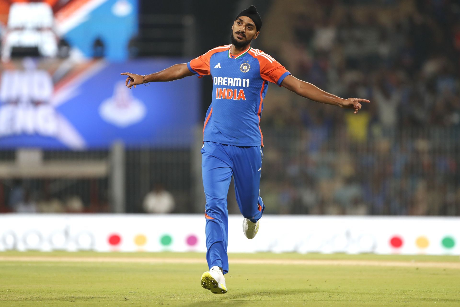 Arshdeep Singh celebrates picking a wicket against England during the T20I series. Source: Getty