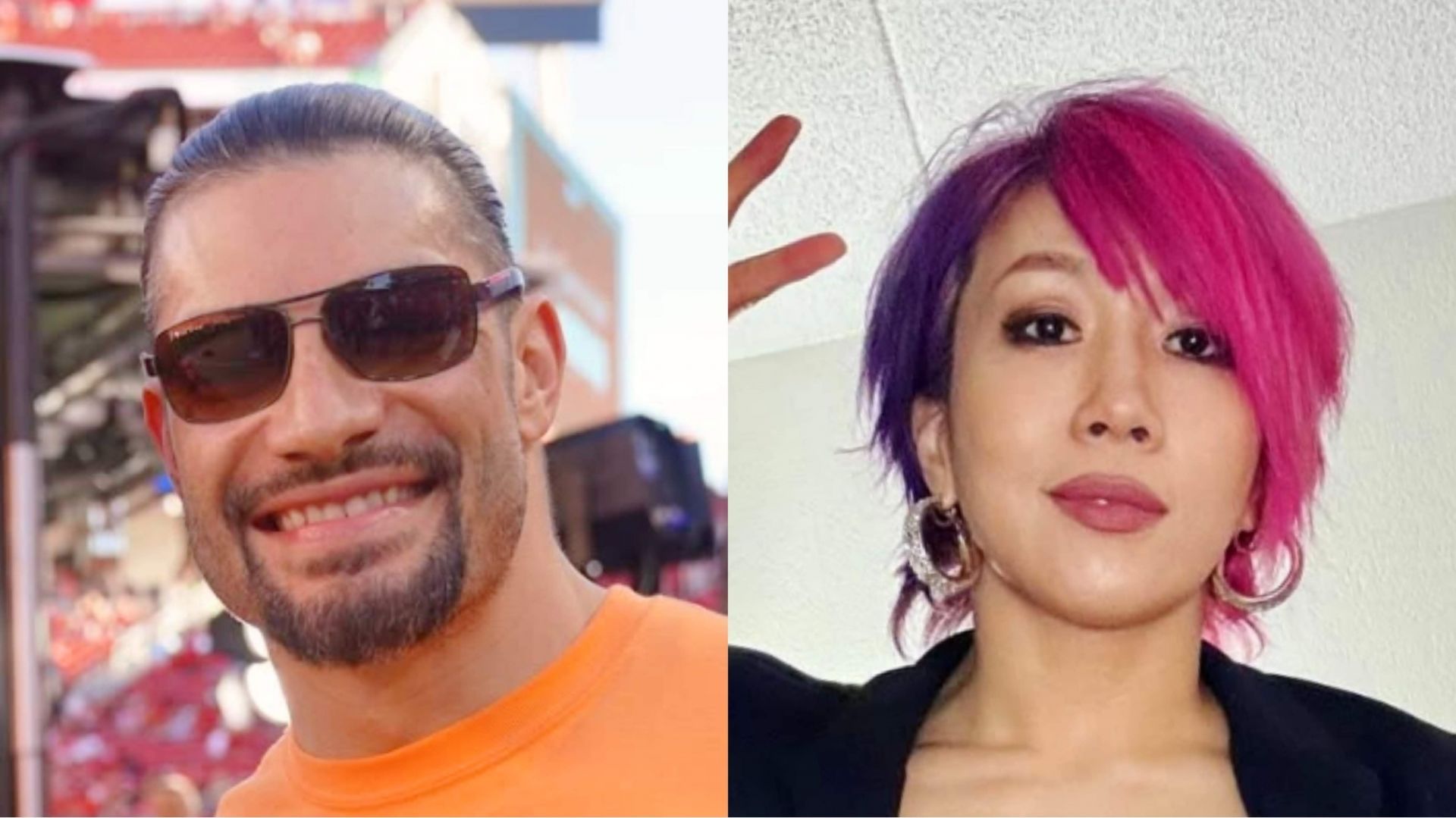 Top WWE Superstars Roman Reigns (left) and Asuka (right) [Images taken from their Instagram posts]