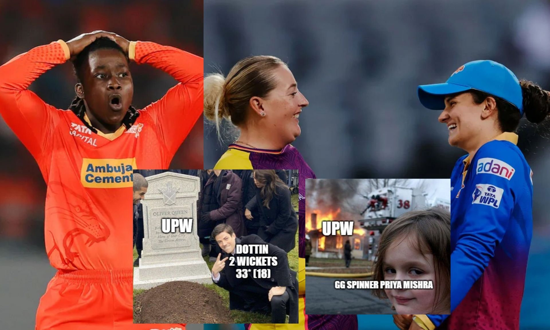 Top funny memes from the latest WPL match. (Images: wplt20.com, Instagram - wplmemes2025)