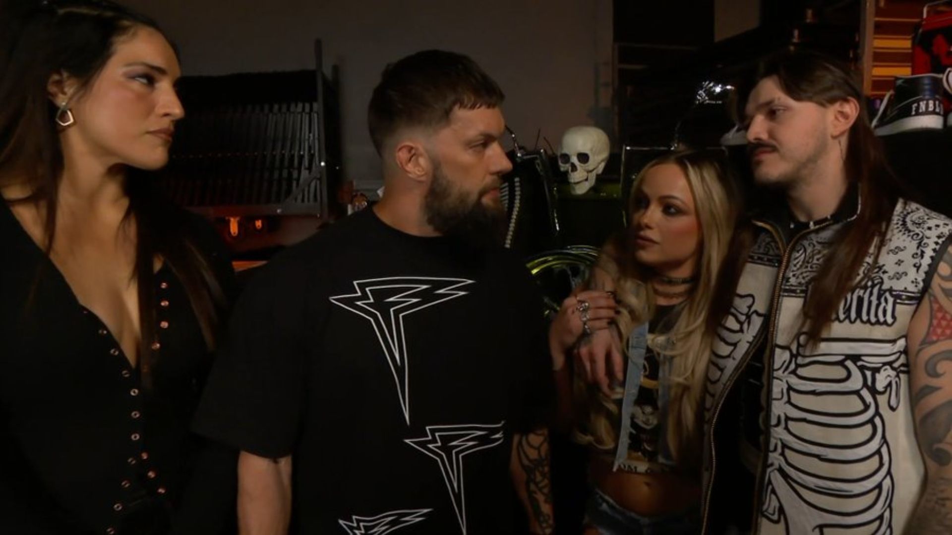 (From left to right) Raquel Rodriguez, Finn Balor, Liv Morgan, and Dominik Mysterio of The Judgment Day [Image Credits: WWE