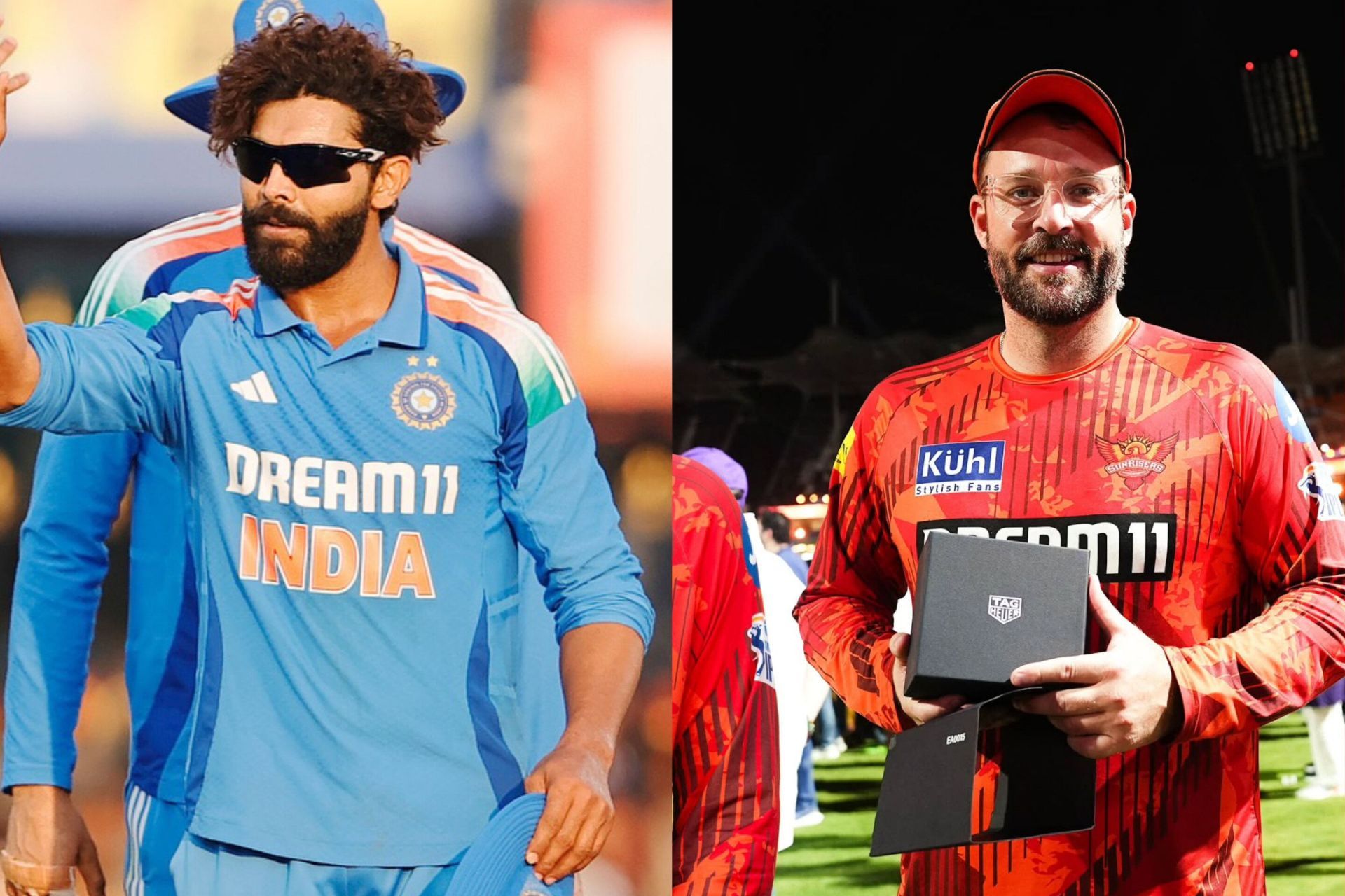 Ravindra Jadeja (L) and Daniel Vettori (R) (Image via Instagram-@royalnavghan and @sunrisershyd)