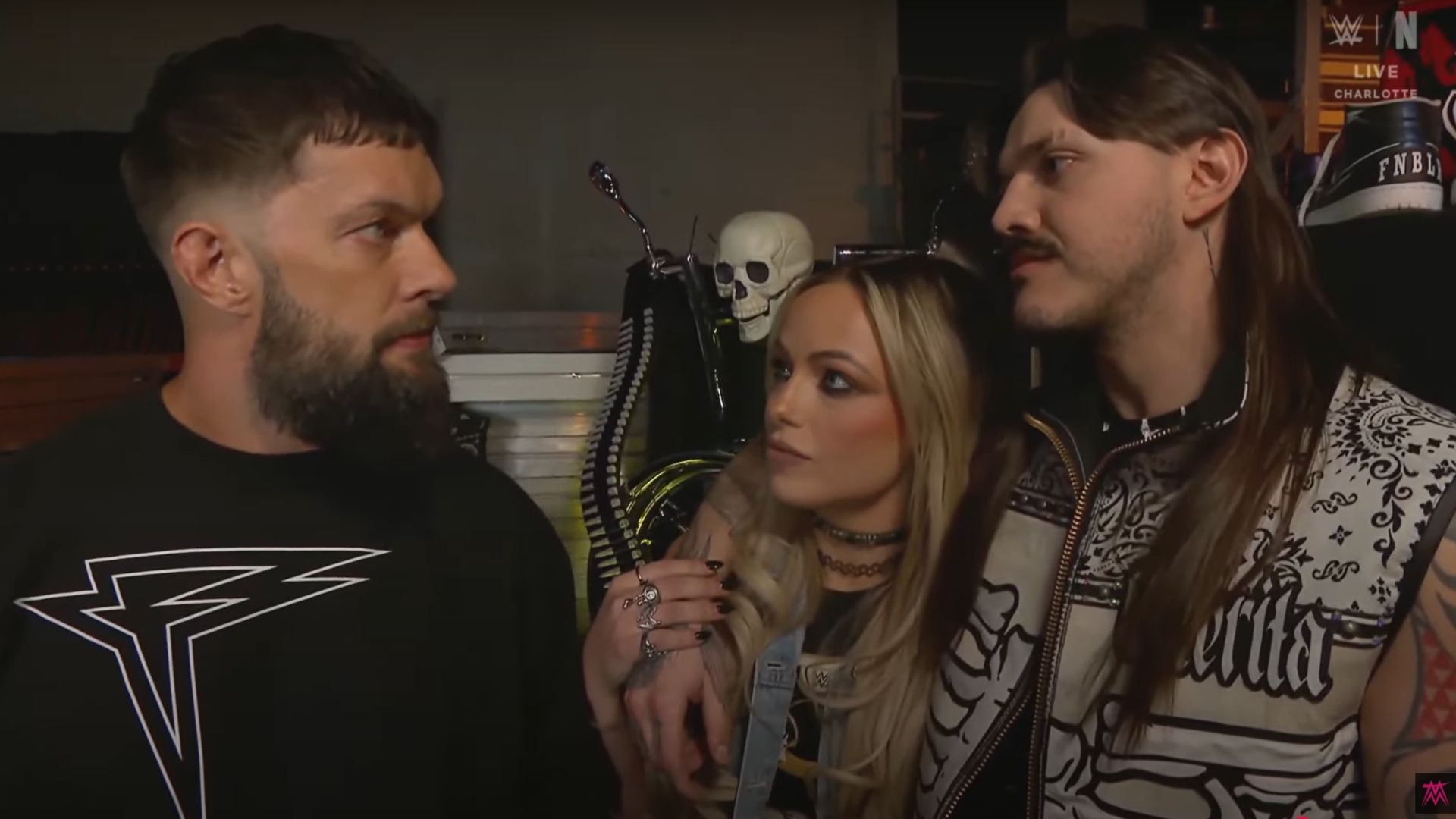 (From left to right) Finn Balor, Liv Morgan, and Dominik Mysterio of The Judgment Day [Image Credits: WWE&quot;s official YouTube channel]