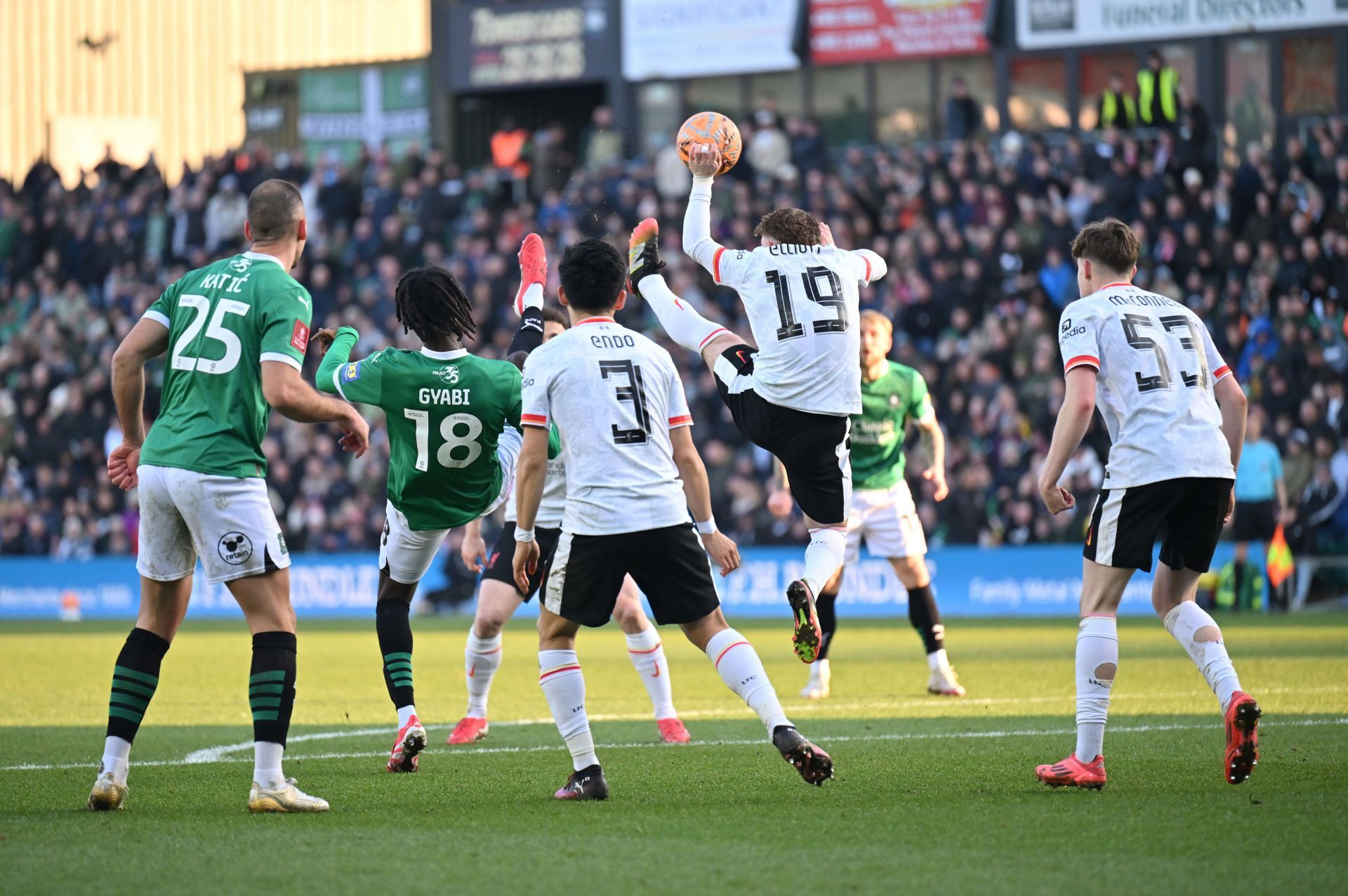 Elliott (#19) conceded the penalty that led to Plymouth&#039;s goal.