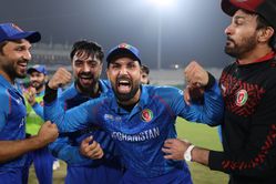 Afghanistan players celebrate joyously after a hard-fought win vs England in 2025 Champions Trophy [Watch]