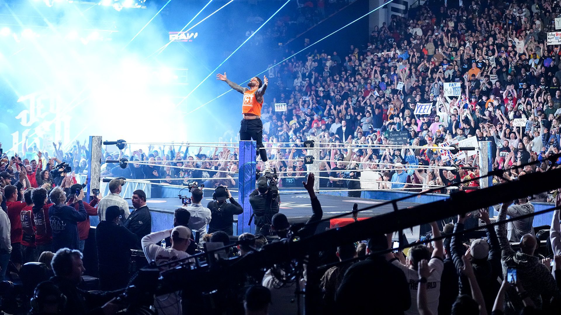 Jey Uso poses on RAW for the WWE Universe