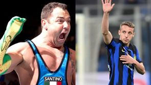 WWE legend Santino Marella seen wearing an Inter Milan shirt; links up with midfielder Davide Frattesi