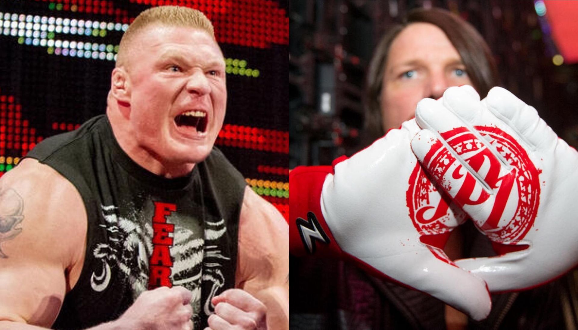 Brock Lesnar (left), AJ Styles (right)