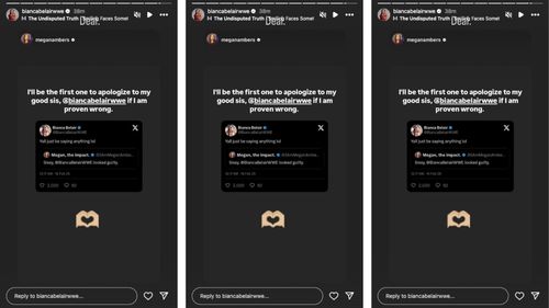 Bianca Belair reacts to being accused of being responsible for the attack on Jade Cargill. [Image credit: Screenshot of Belair's Instagram story]