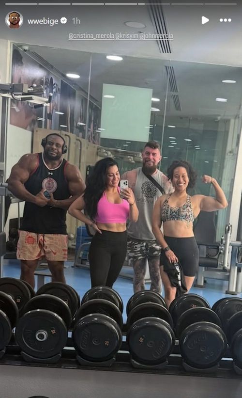 Screenshot of Big E's gym post to Instagram Stories (Photo Credit: Big E on Instagram)