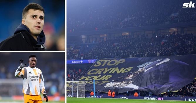 Rodri makes feelings clear with response about Man City fans displaying ‘stop crying your heart out’ banner at Vinicius after 2024 Ballon d’Or snub