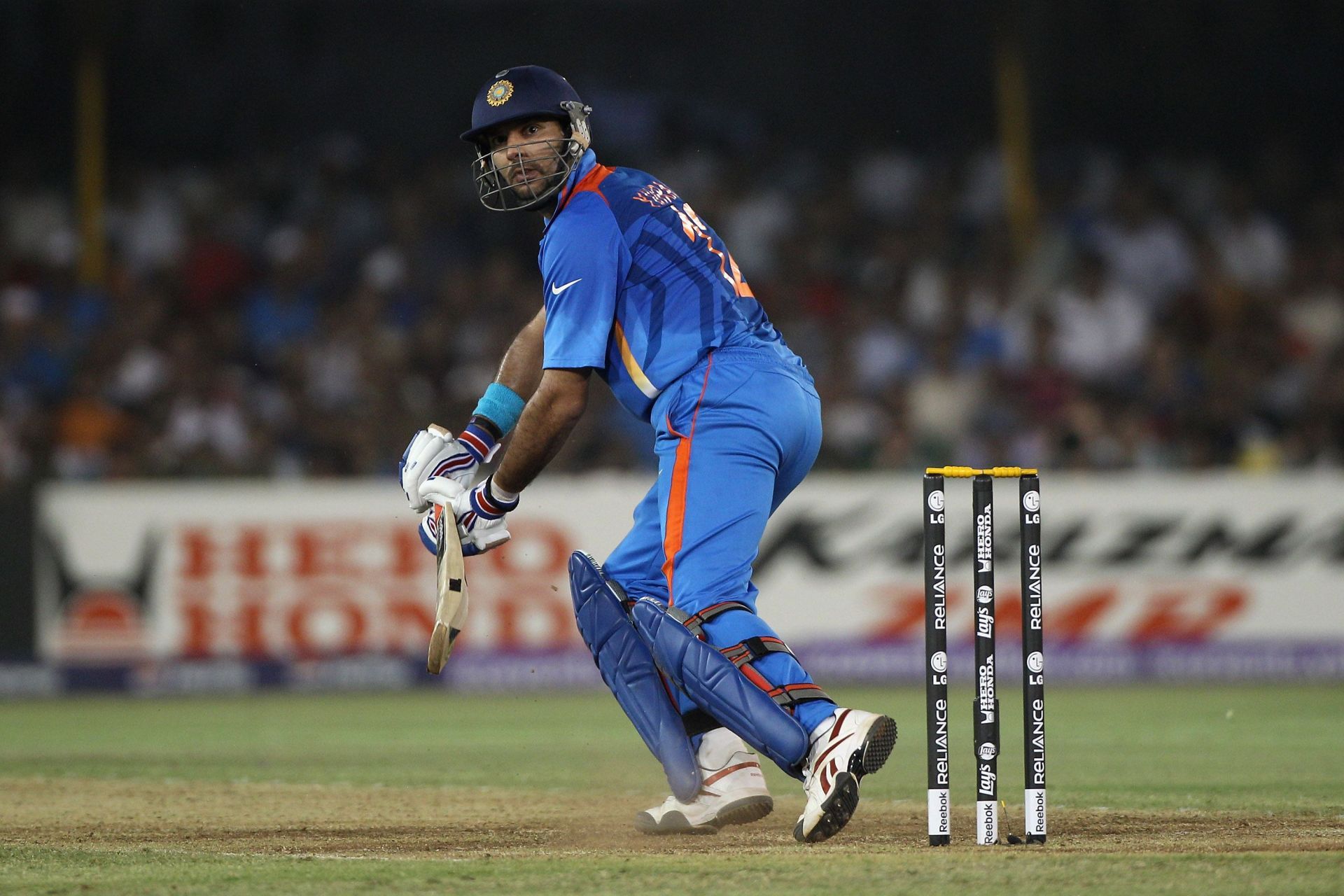 Yuvraj Singh en route to a match winning knock against Australia in the 2011 QF. Source: Getty