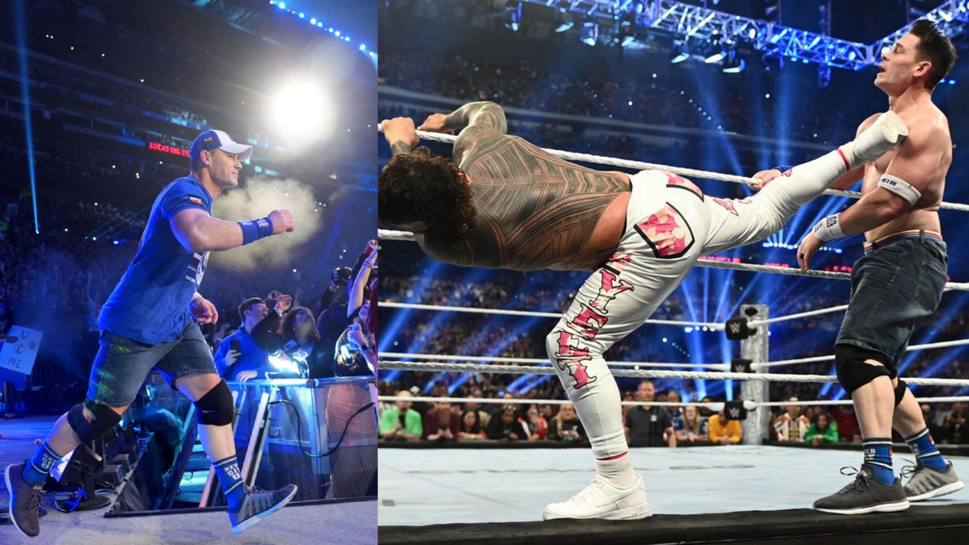 WWE दिग्गज जॉन सीना को रंबल मैच में हार मिली है (Photos: WWE.com)