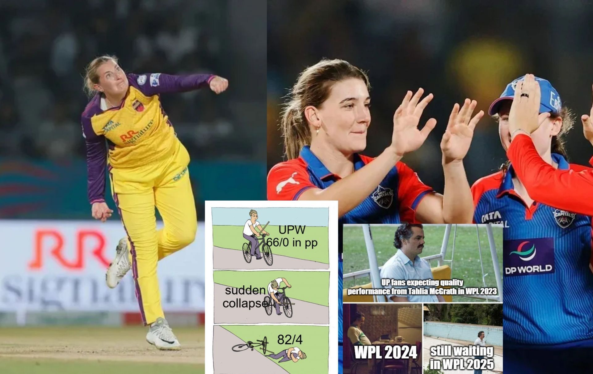 Top funny memes from latest WPL 2025 match. (Images: wplt20.com, Instagram - wplmemes2025)