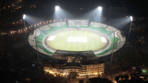 Ground staff conduct special drills on how to catch a fan inside Gaddafi stadium in Lahore ahead of 2025 Champions Trophy
