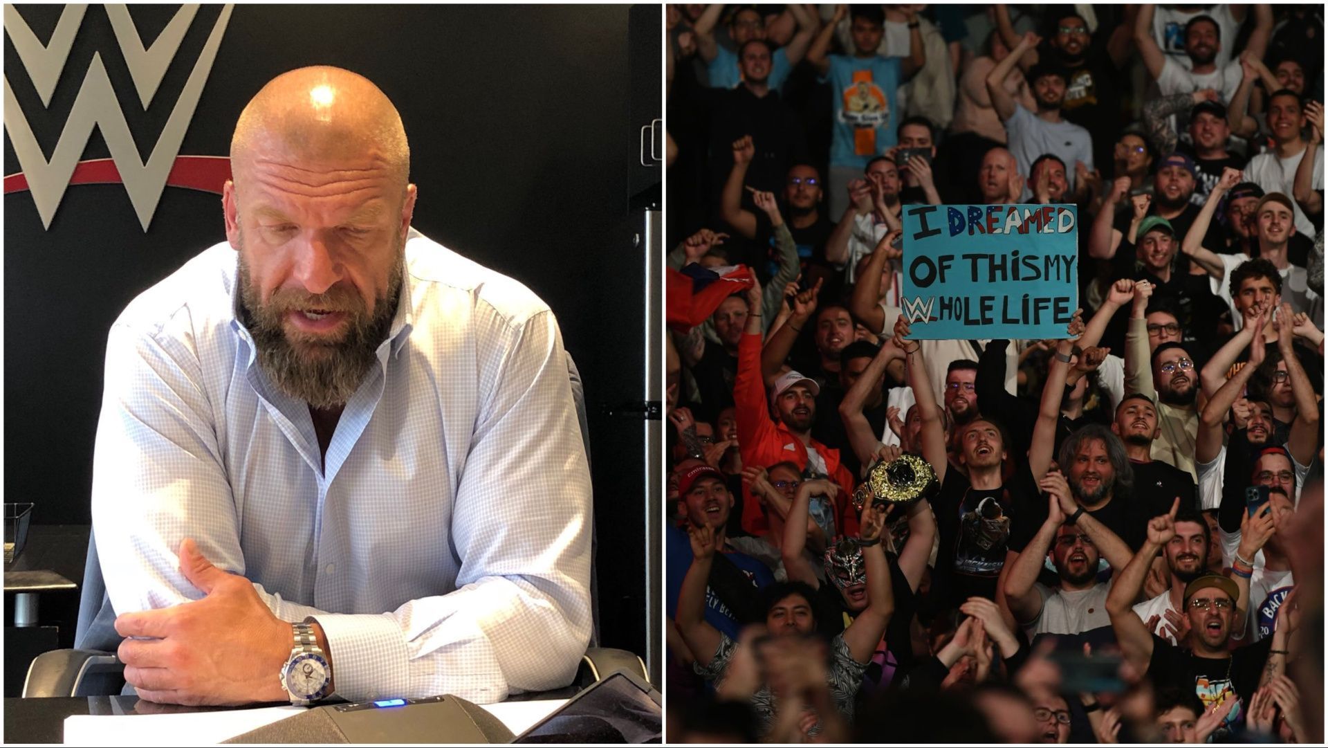 WWE CCO Triple H in his office, the WWE Universe at SmackDown