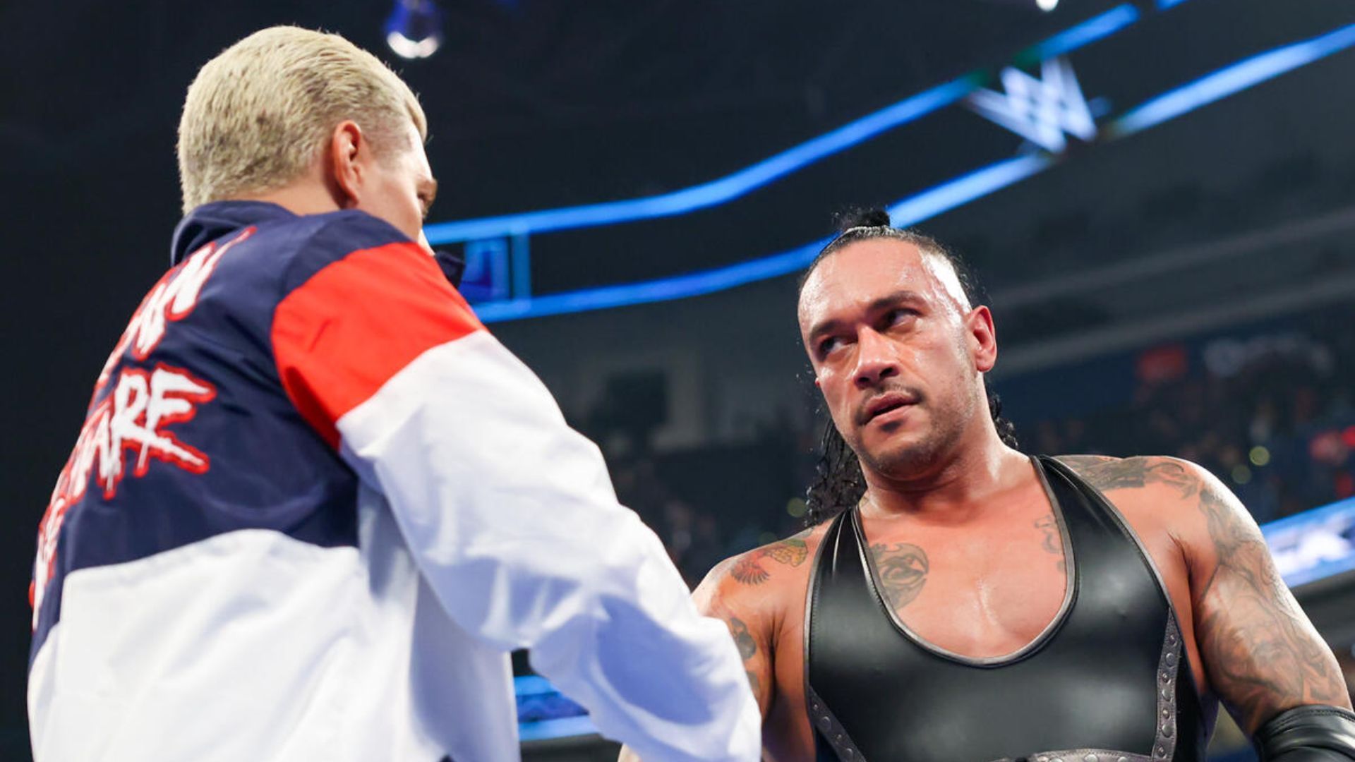 Cody Rhodes and Damian Priest on SmackDown. [Photo from WWE.com]