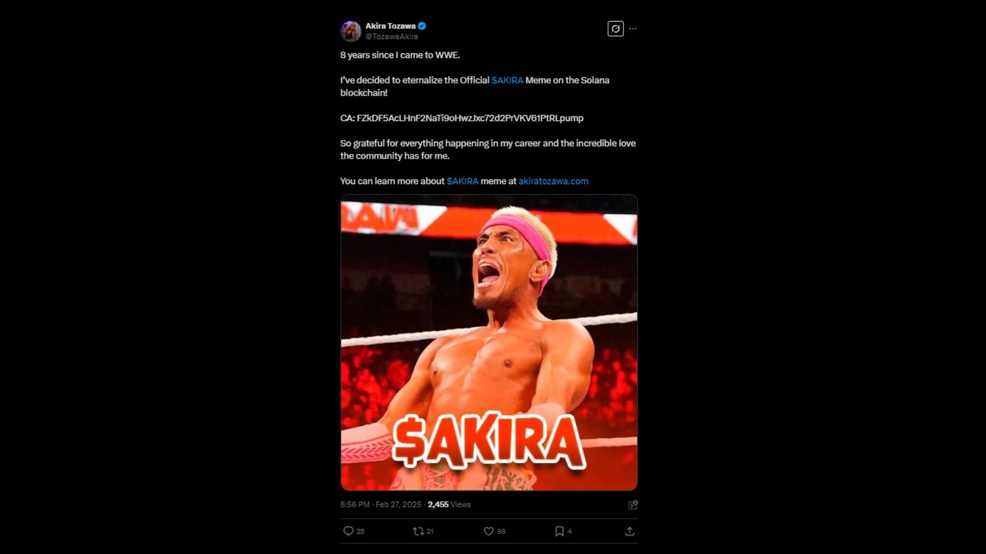 Tweet from Akira Tozawa&#039;s hacked account! [Image credit: Akira Tozawa&#039;s X account]