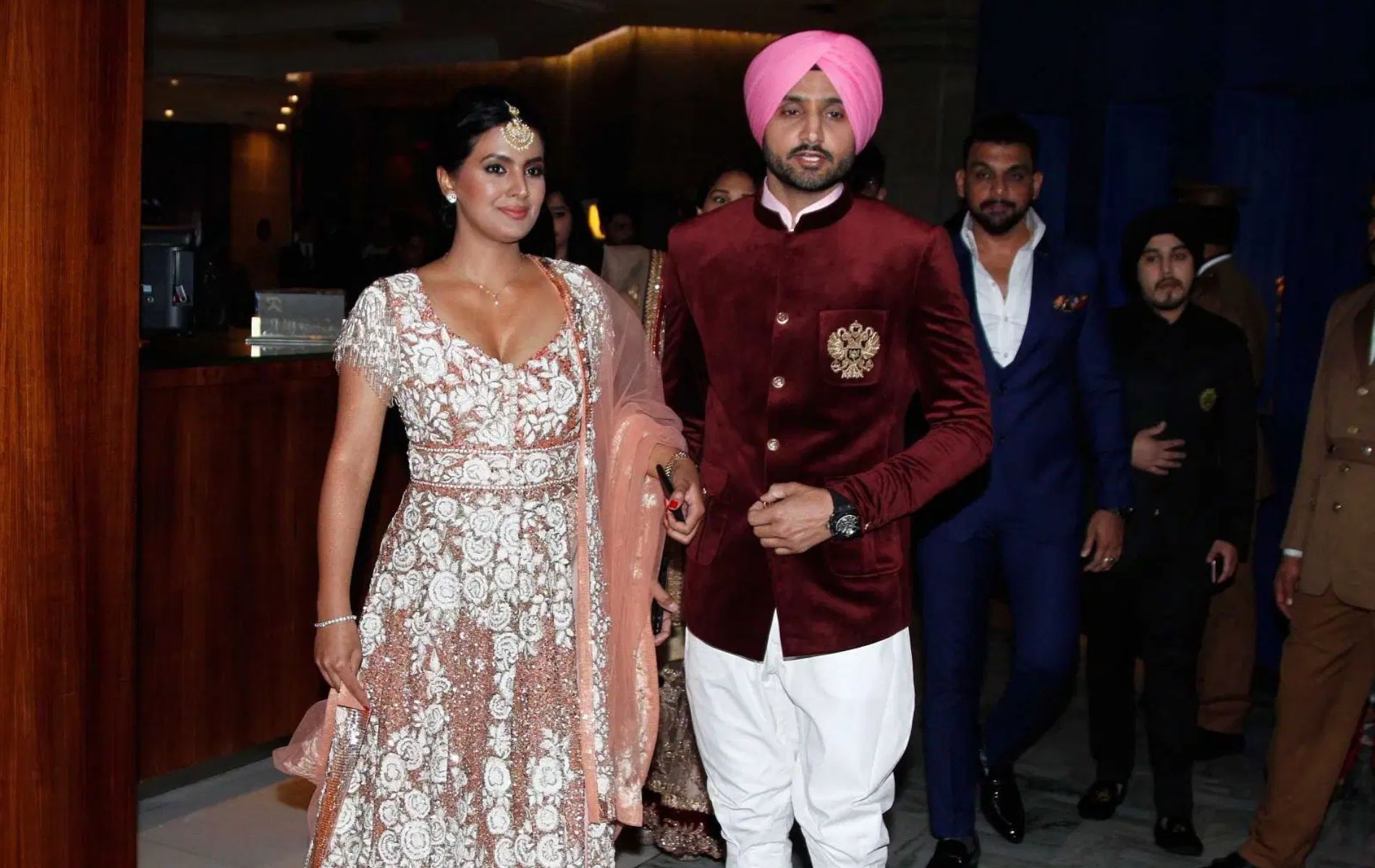 Geeta Basra (left) with Harbhajan Singh. (Pic: Getty Images).