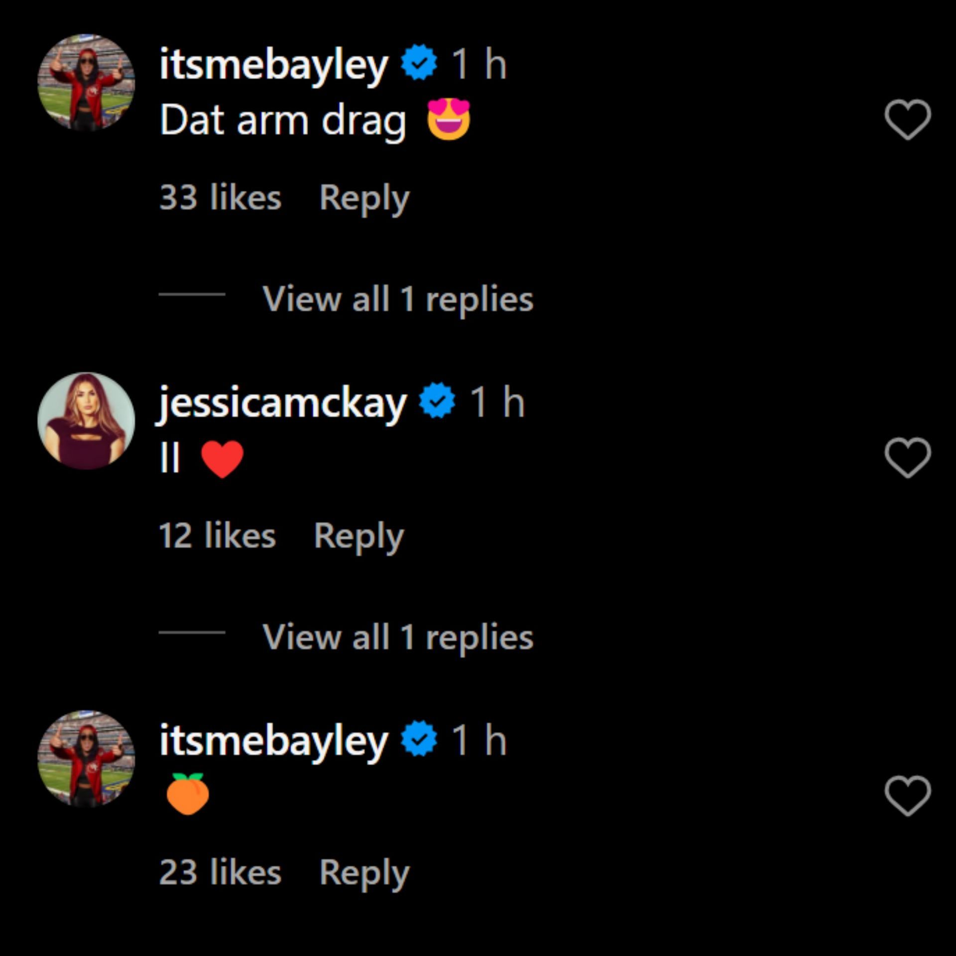 Bayley and Jessica McKay&#039;s comments [Photo credits: Cassie Lee&#039;s Instagram post]