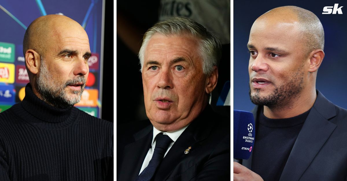 L to R: Pep Guardiola, Carlo Ancelotti, and Vincent Kompany (All images sourced from Getty)