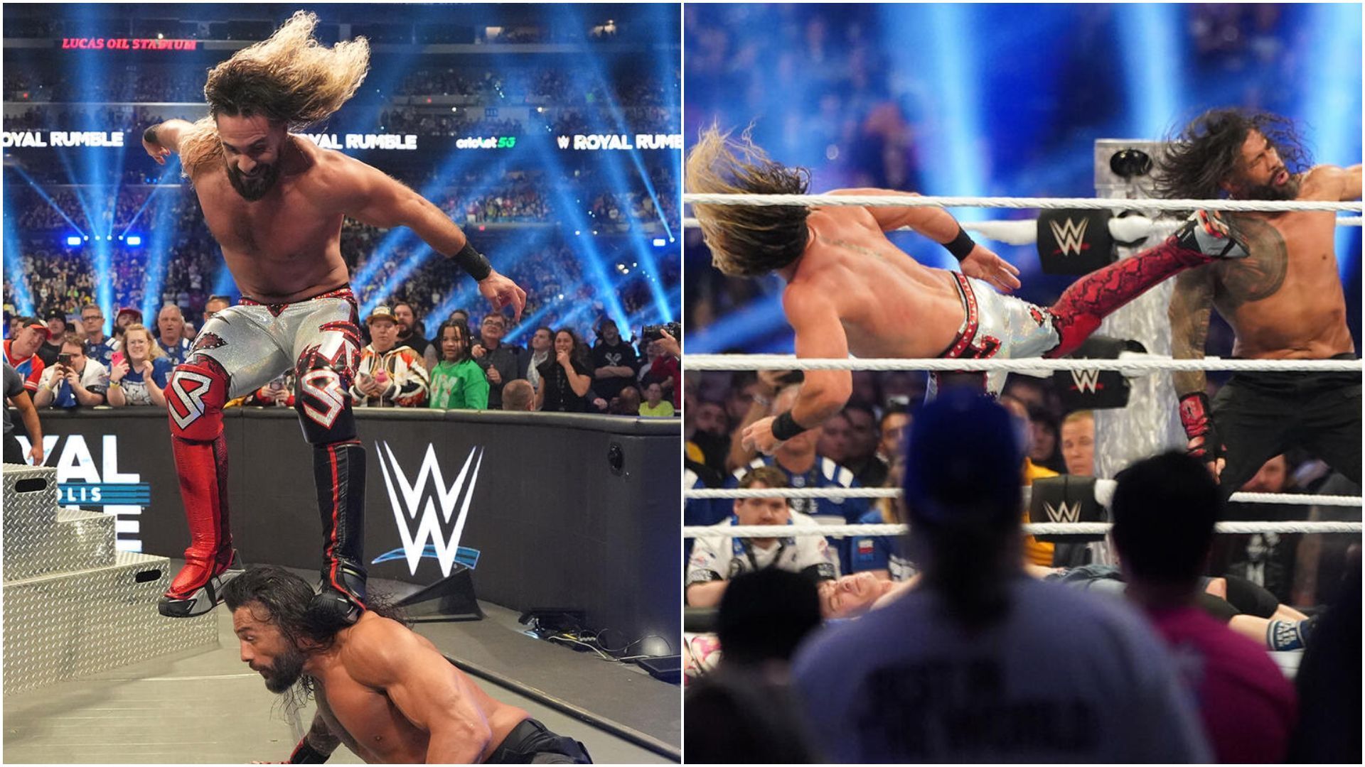 Seth Rollins &amp; Roman Reigns at Royal Rumble 2025. [Images via: WWE.com]